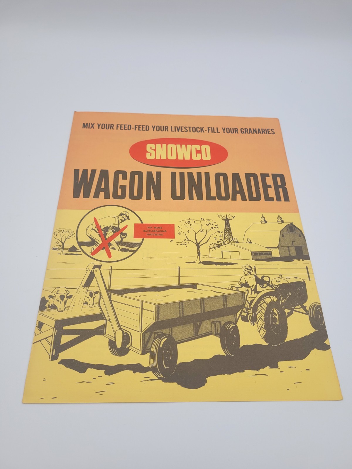 Vintage SNOWCO Wagon Unloader Feed Mix Dealer Sales Brochure Farm Equipment