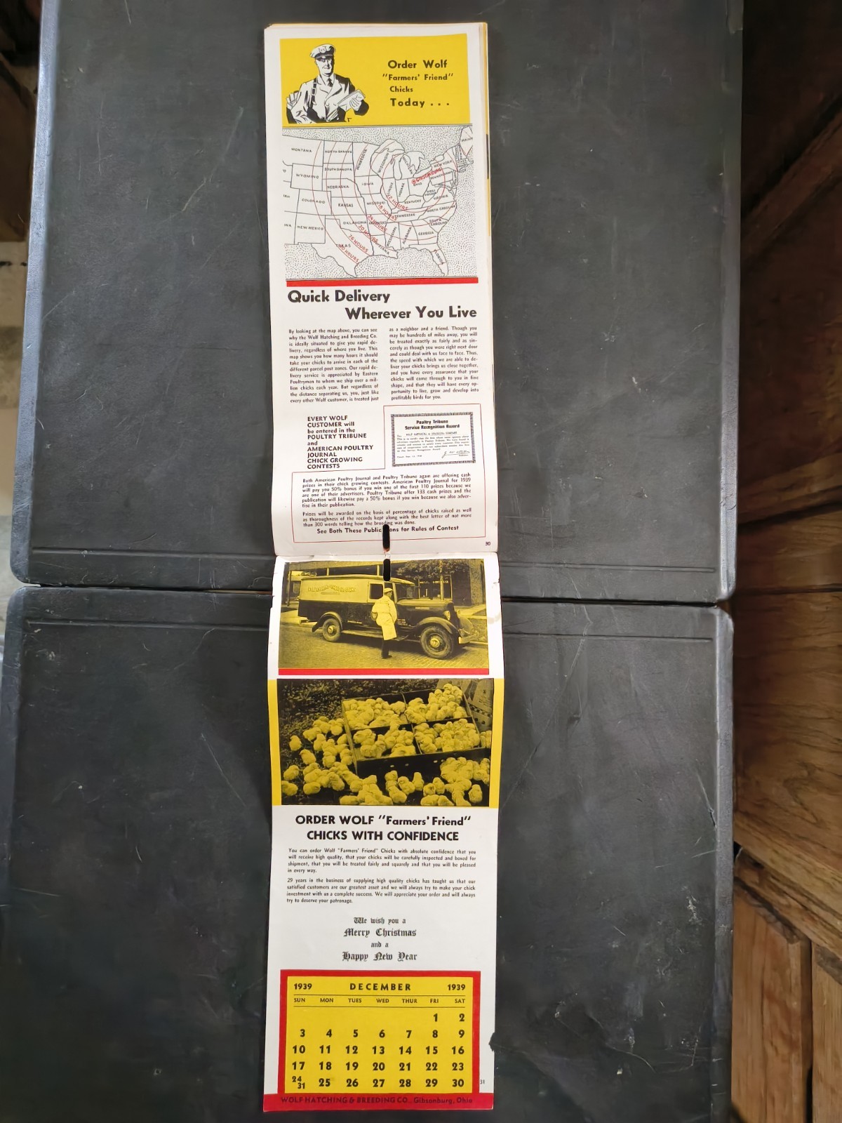 1939 Wolf Baby Chicks Catalog Calendar Sale Brochure Chicken Farming Advertising