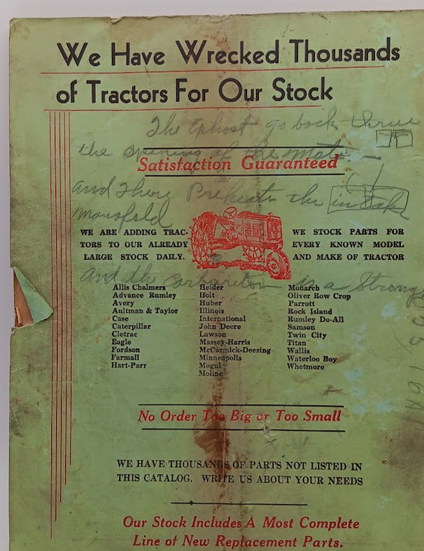 1940&rsquo;s Tractor Parts Catalog. The The Central Iowa Tractor Wrecking Co. Full