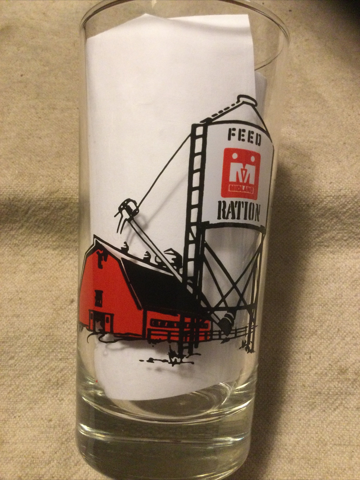 Vintage “Midland Coop” – “Drink More Milk” Advertising Drinking Glass Tumbler