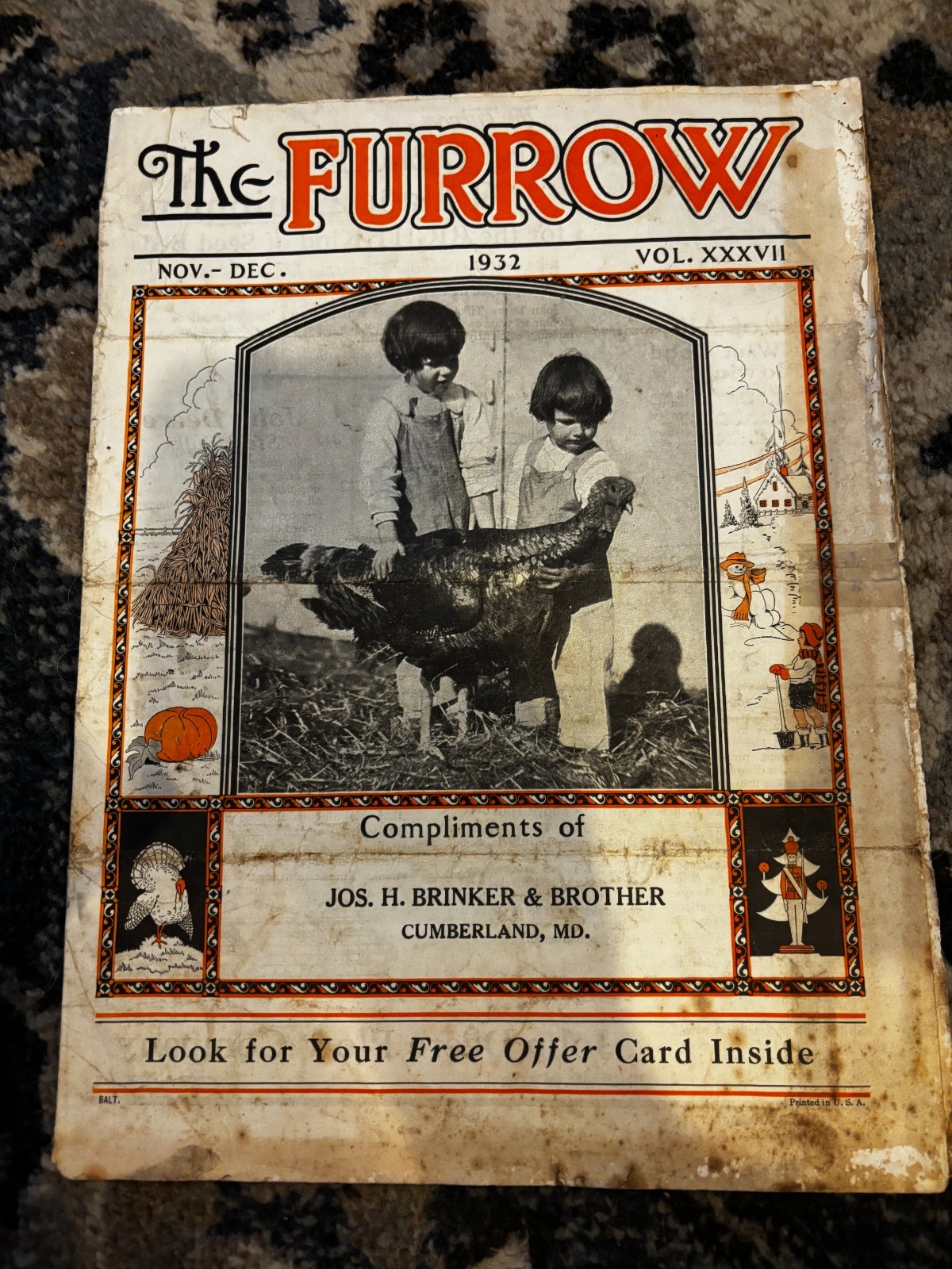 John Deere Furrow Magazine Nov-Dec 1932 Cumberland MD Brochure DCPA26