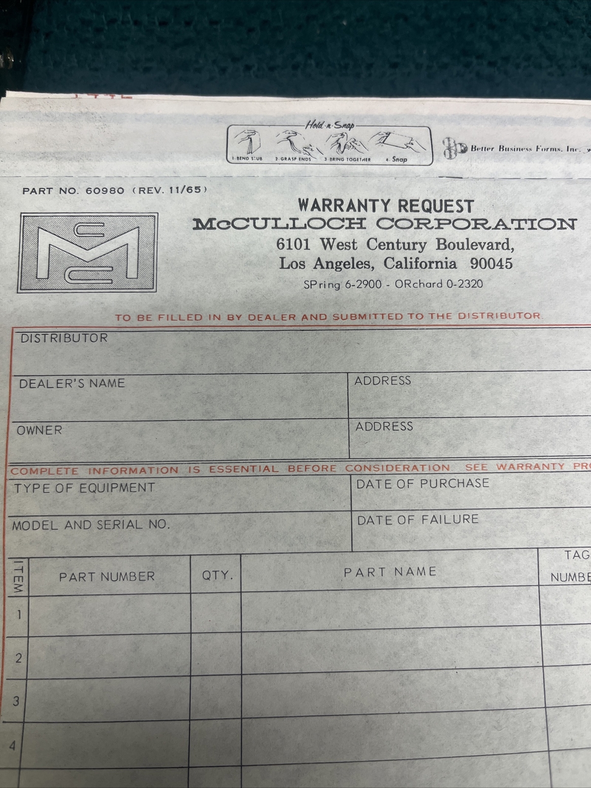 60s Chain Saw Literature McCulloch Paperwork, Papers