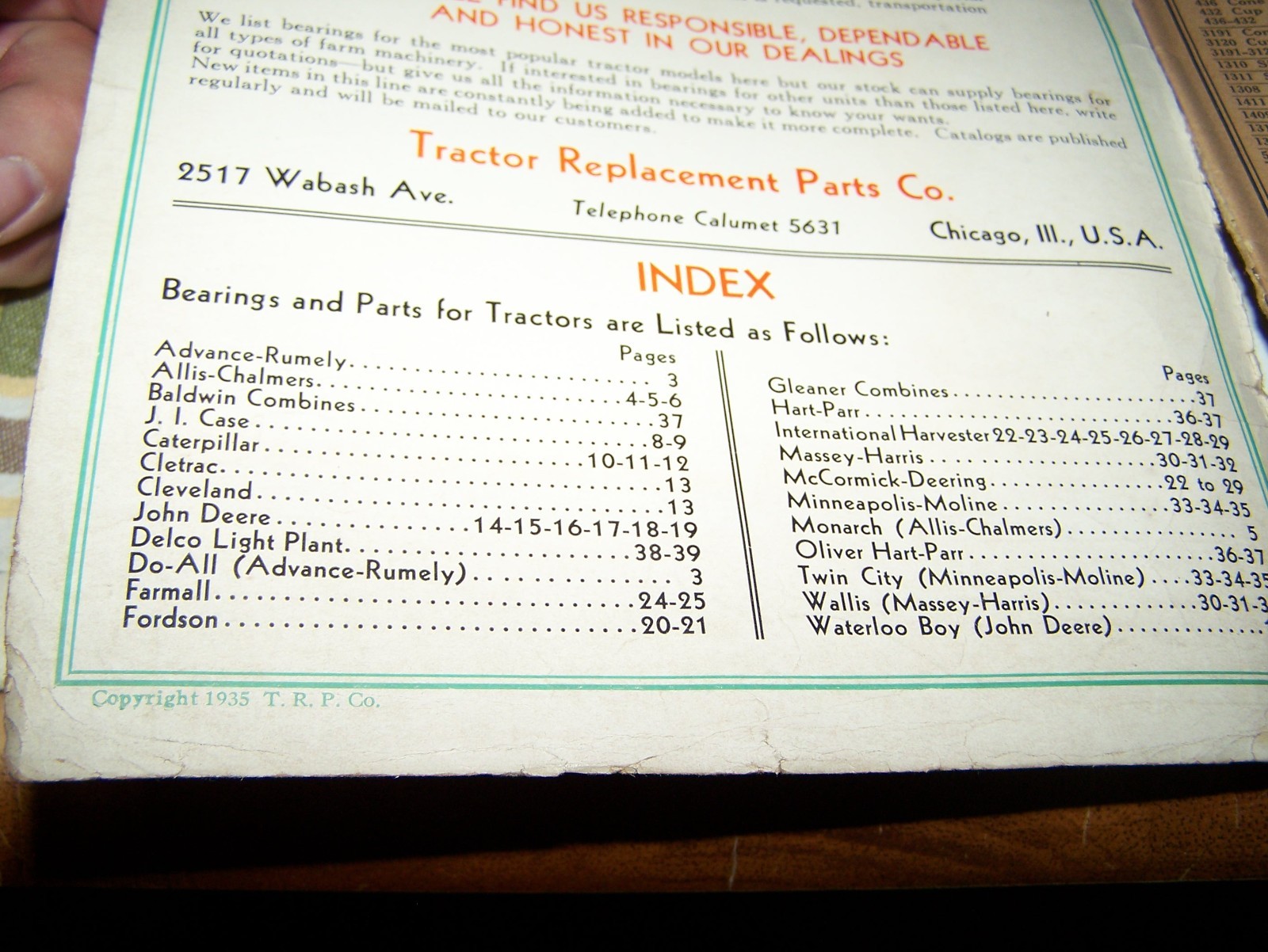 1935 Tractor Replacement Parts 1979 Surplus Catalogs Rumely Huber IHC Hart Parr