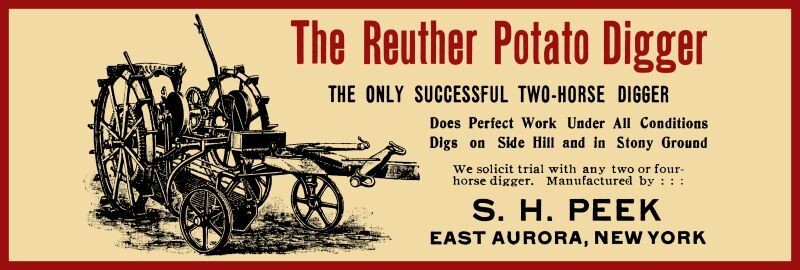 Reuther Potato Digger, East Aurora PA NEW Sign: 16×48&Prime; USA STEEL XL Size, 8 lbs