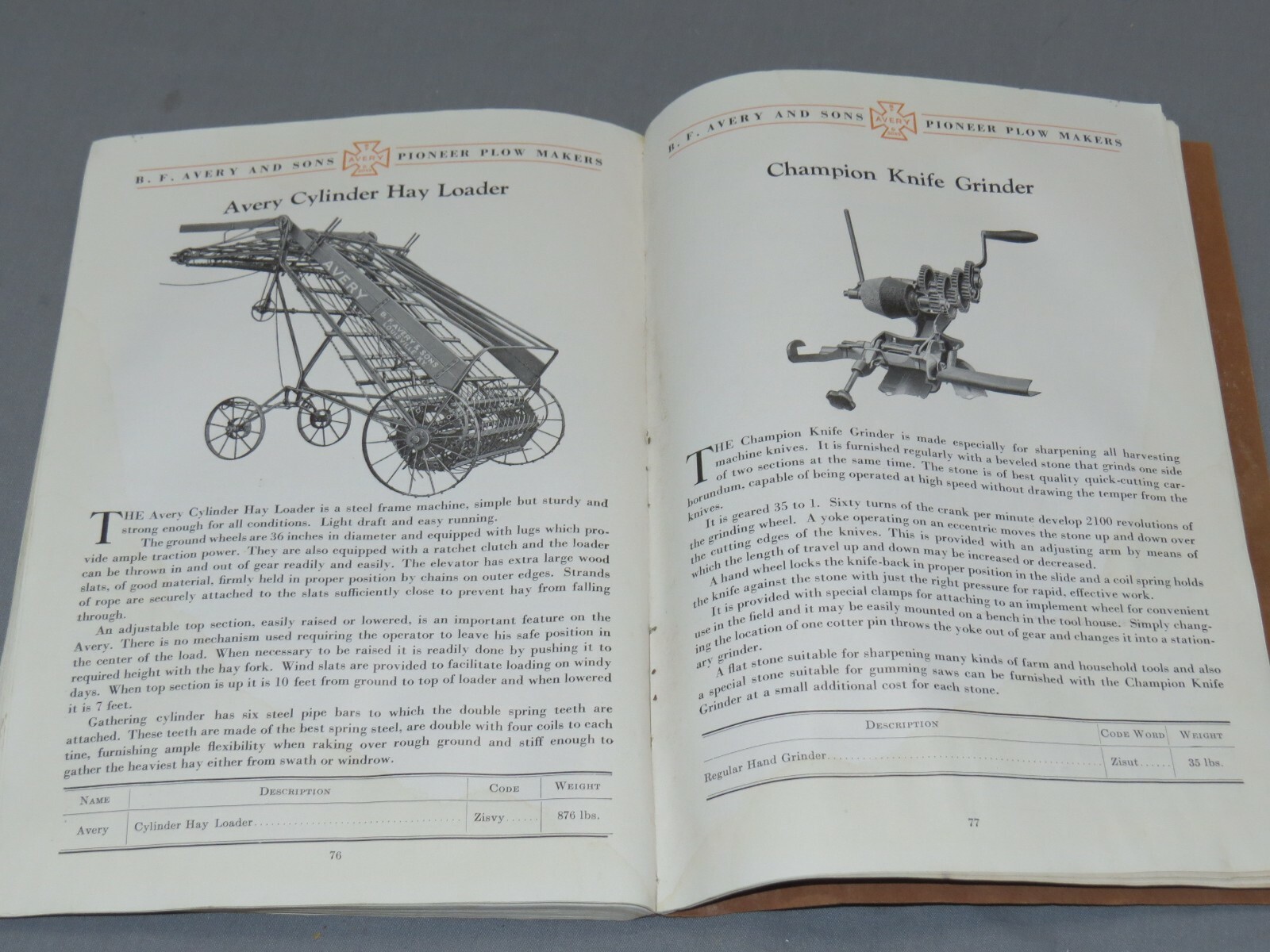 Vintage BF Avery Plows Implements GENERAL Catalog Color Plates 90pgs 32