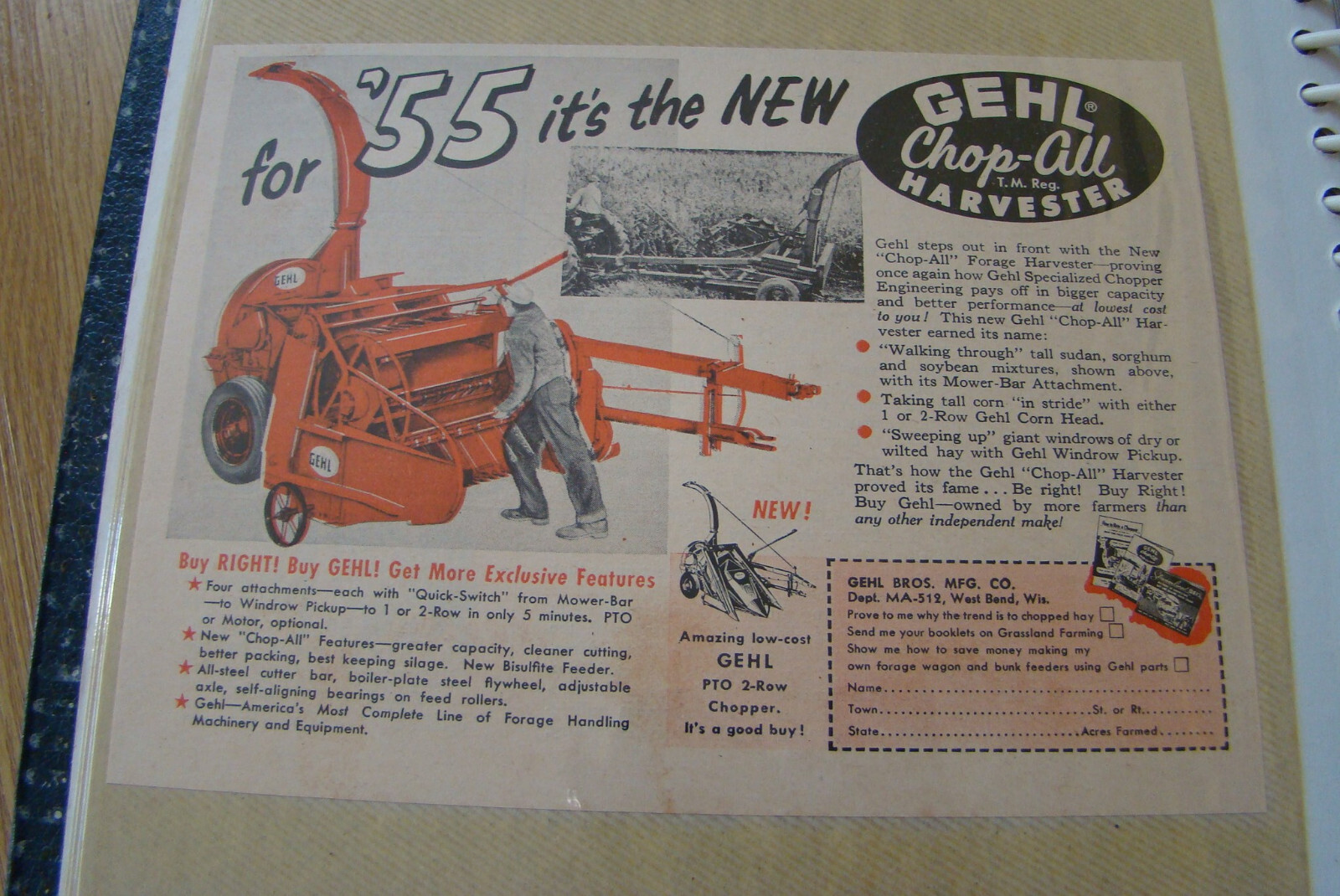 100+ Old 1950s 1960s Era Farm Implemeny & Machine Ads Gehl New Idea Pick +++