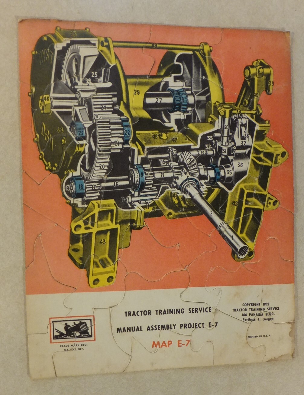 Vintage 1952 Tractor Training Service Project JIGSAW PUZZLE 11&Prime; x 8.5&Prime; Map E-7