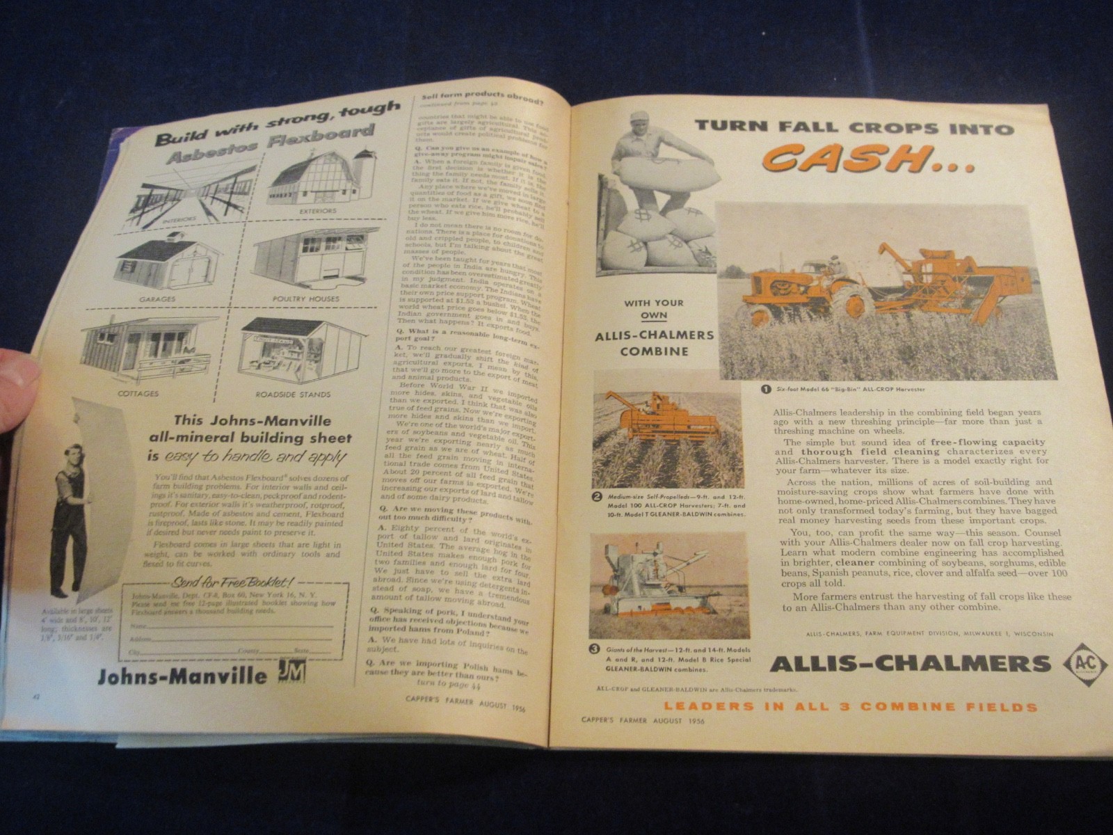 Vintage August 1956 Capper&rsquo;s Farmer Magazine Machinery & Equipment C632