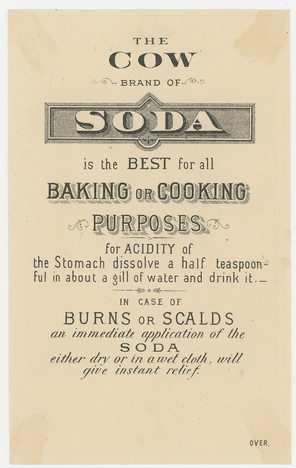 Dwights Soda Super Card Cow Awaits Milking ME 1880&rsquo;s Trade Card