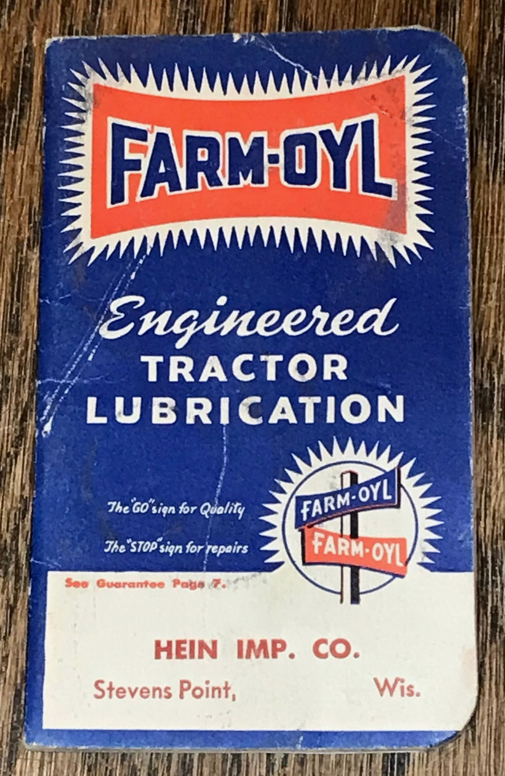 1950 Farm-Oyl Engineered Tractor Lubrication, Hein Imp. Co. Ad Notebook Calendar