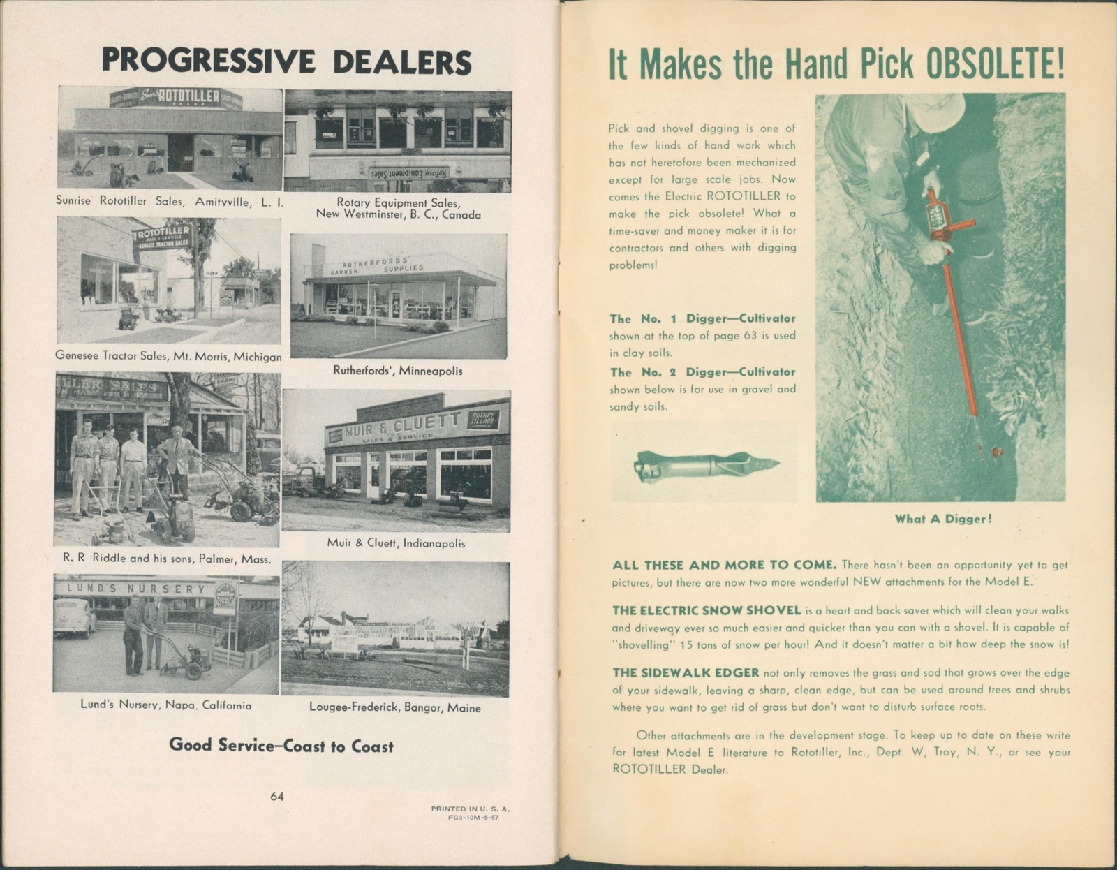 1957 Rototiller Catalog Ad Booklet W/ Envelope Tiller Garden Farm Tillage How To