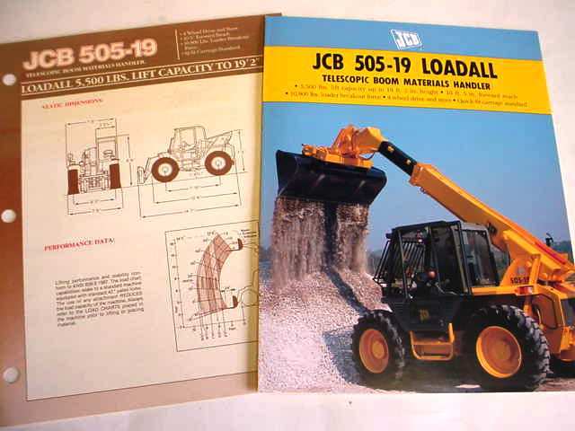 JCB 505-19 Loadall Forklift 10 Pages,1989 & 1994 Brochures #