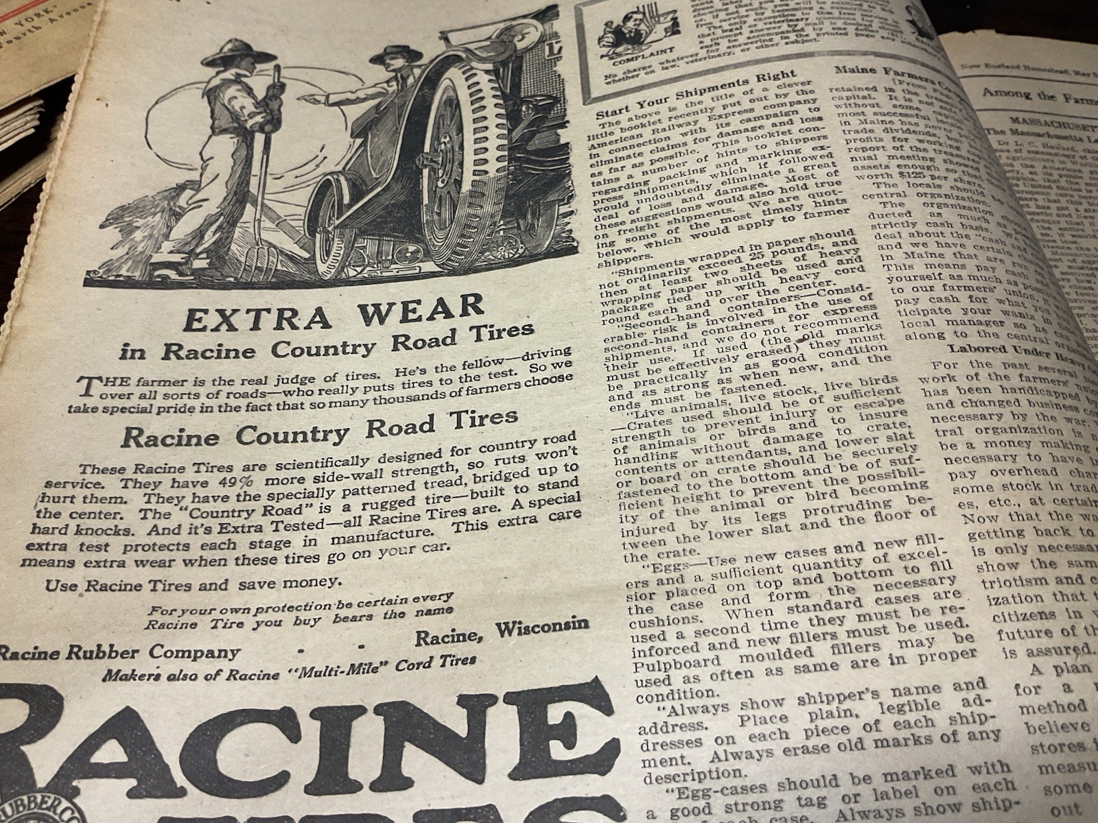 1919 New England Homestead Newspaper Farm Ads, Mass. Farms, Grow Peaches