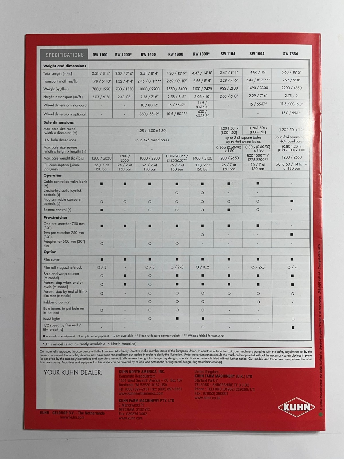 Kuhn Round and Square Bale Wrappers Sales Brochure *Showroom Booklet*