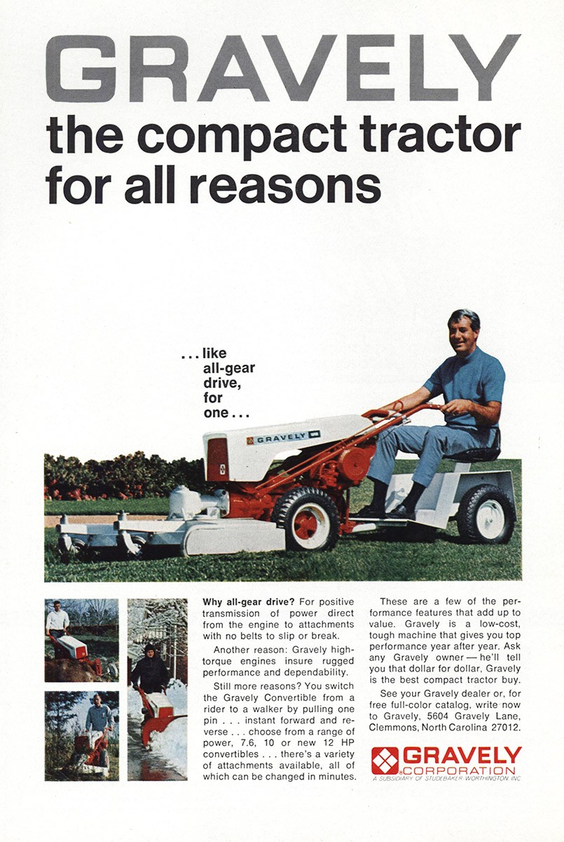 1969 Gravely Tractors: Compact Tractor Vintage Print Ad