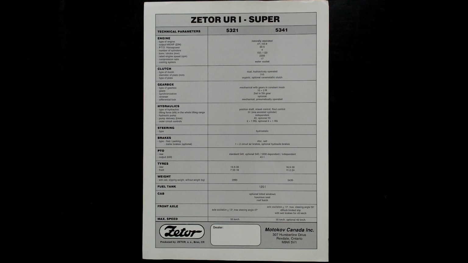 Zetor Brochure Zetor 5341 5321 Tractor Agriculture Advertising Vintage