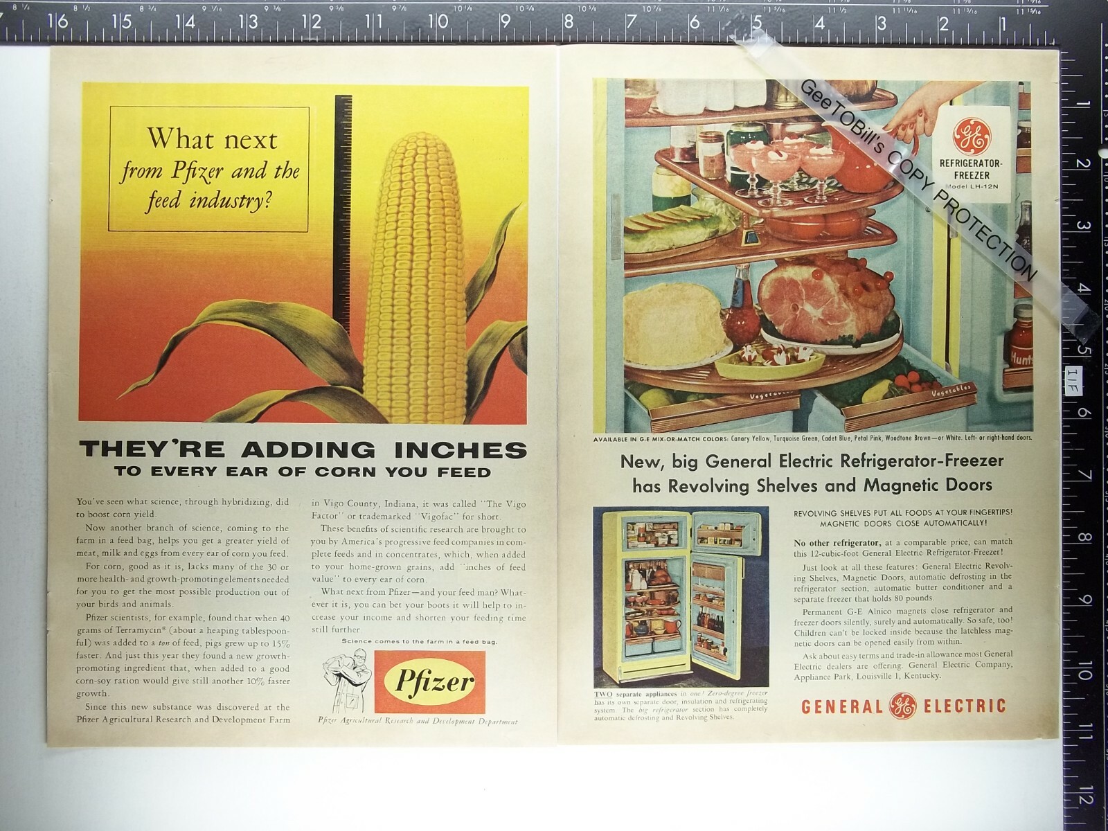 ADS- 1956 GE LH-12N Ford Tractor 2 3 plow wheel weights farming ad advertisement