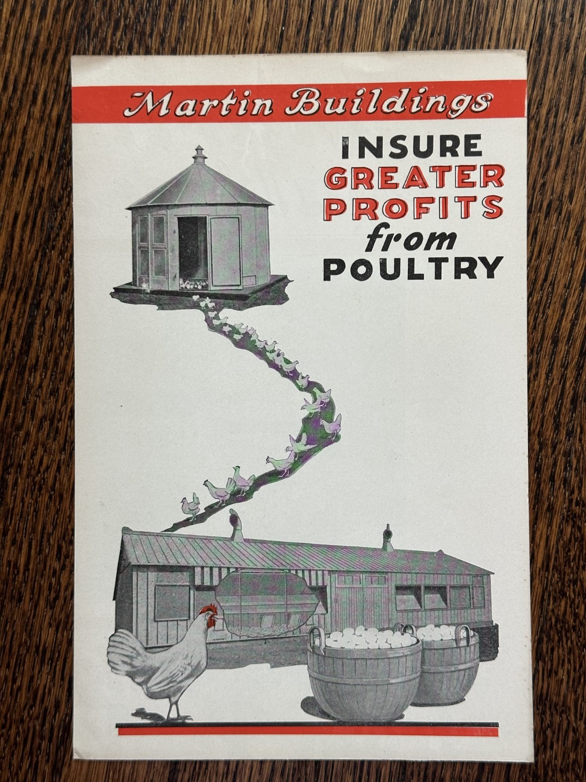 1930s Martin Poultry CHICKEN Brooder House FARM Advertising Mansfield OH Vintage