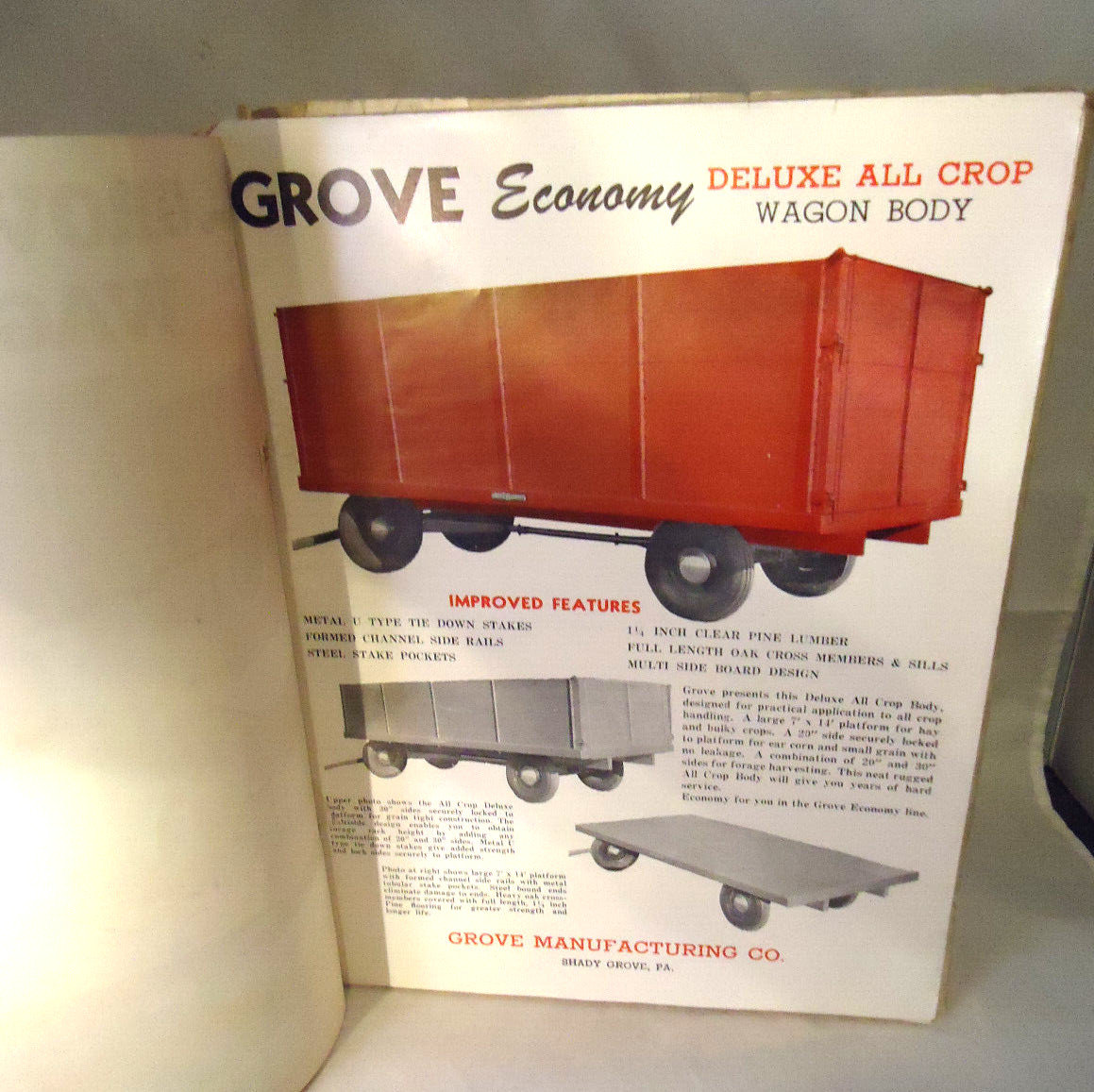1950&rsquo;S GROVE MANUFACTURING FARM WAGON CATALOG 9 PAGES