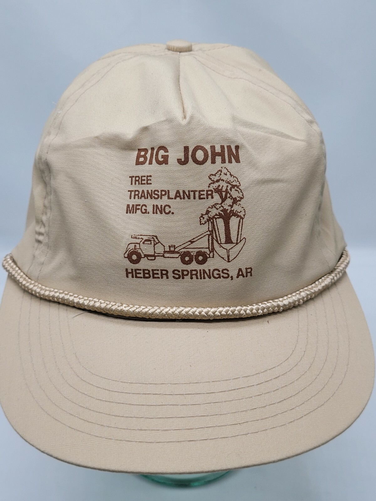 Big John Tree Transplanter Mfg. Inc. Vintage Tan Trucker Hat Snap Back EUC