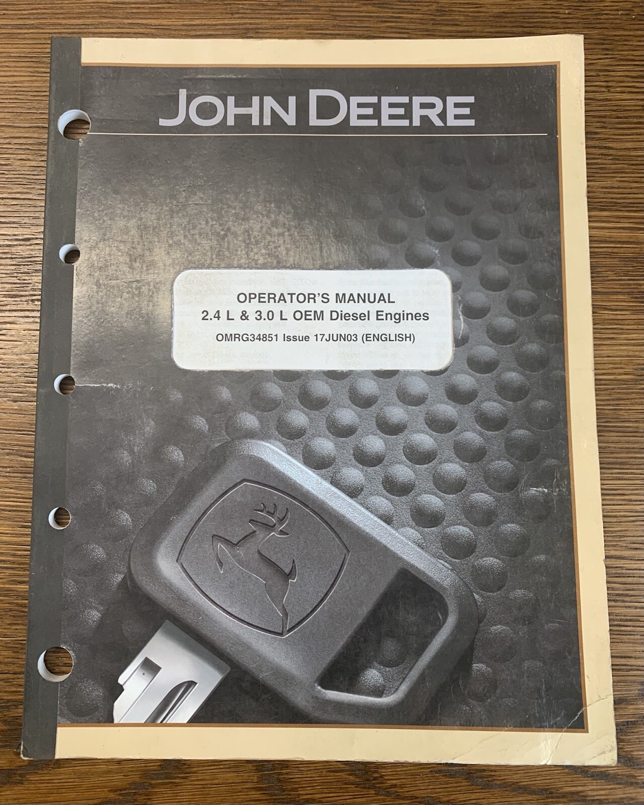 John Deere Operator&rsquo;s Manual 2.4 L & 3.0 L OEM Diesel Engine