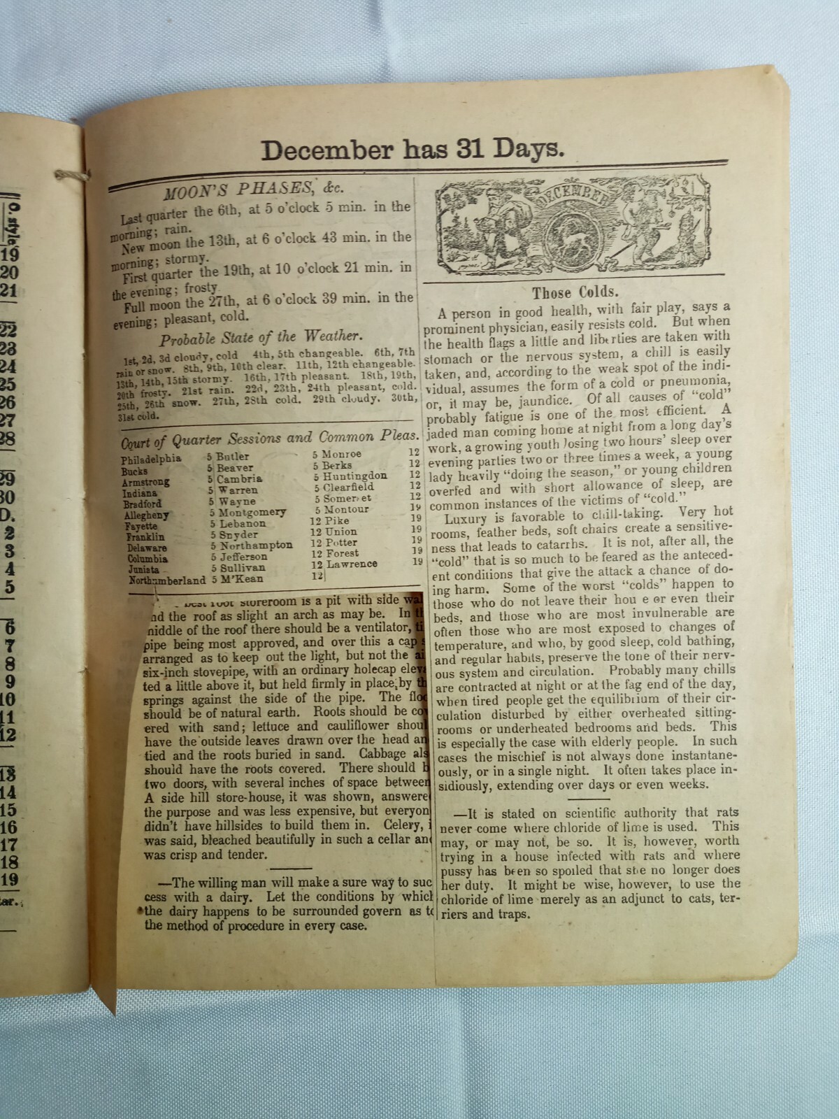 1898 John Bear Baer&rsquo;s Agricultural Almanac Lancaster, PA Antique Farmers Vintage