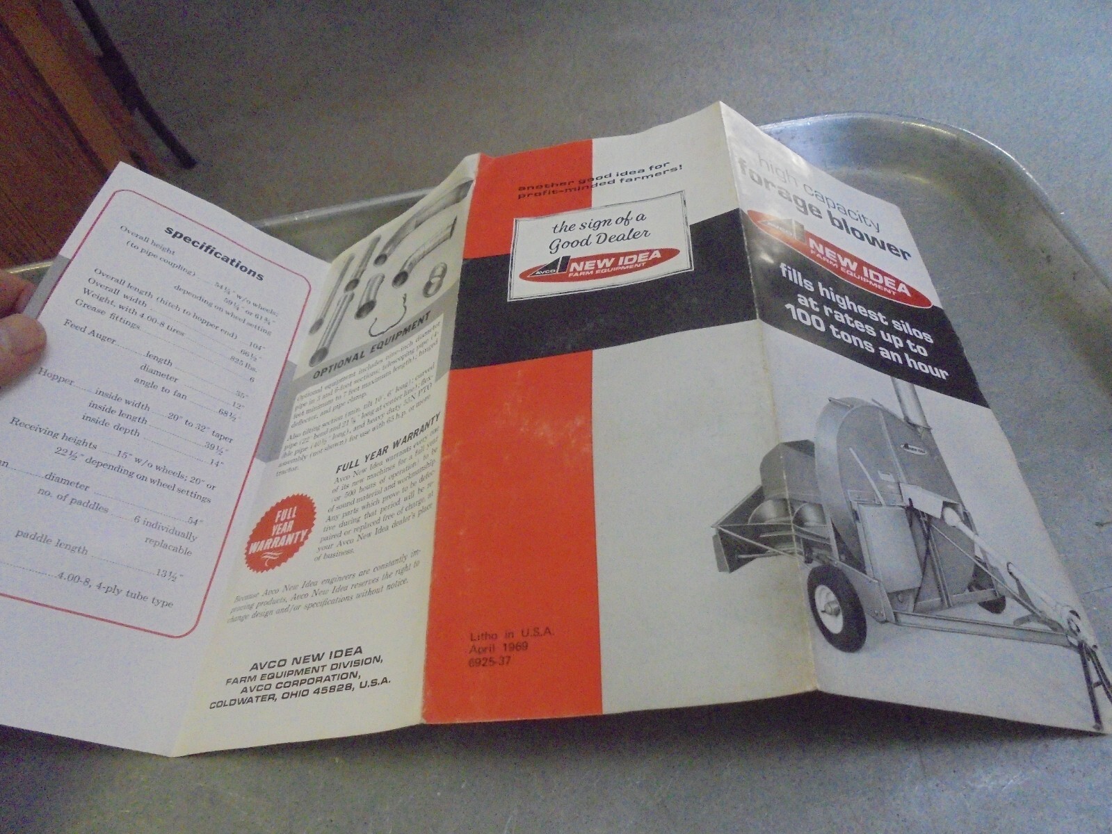Vintage 1969 New Idea Forage Blower Brochure