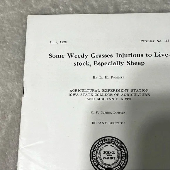 Some Weedy Grasses Injurous to Livestock 1929 Circular Iowa College of Ag CX