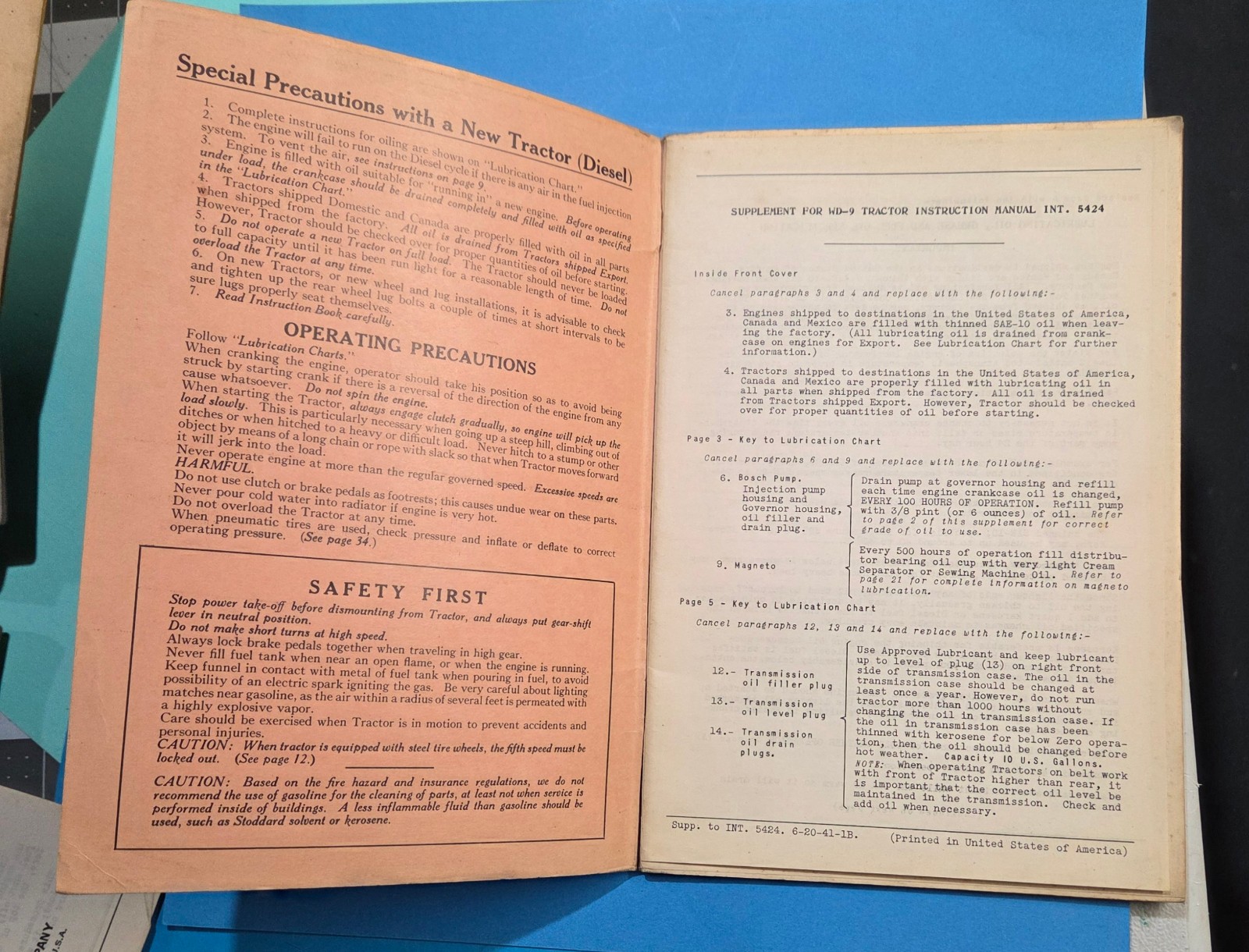 Vintage McCormick Deering WD 9 Tractor Manual 1941 WWII Tires