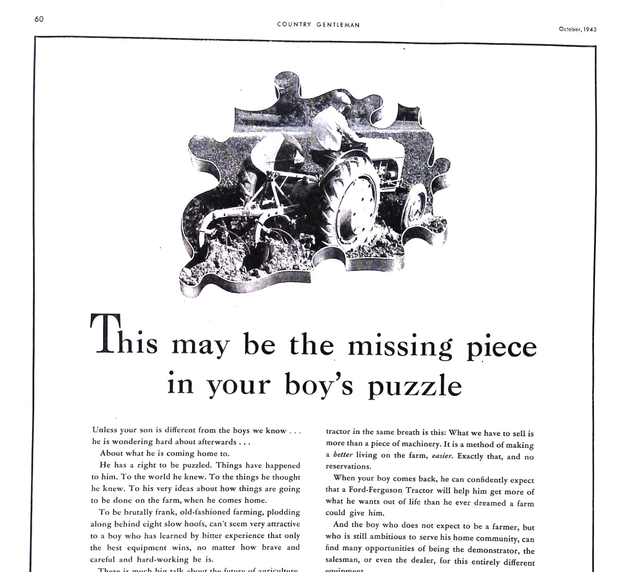 Tractors 1943 Print Ad Ford Tractors Upsetting Old Traditions 10.5×13.5