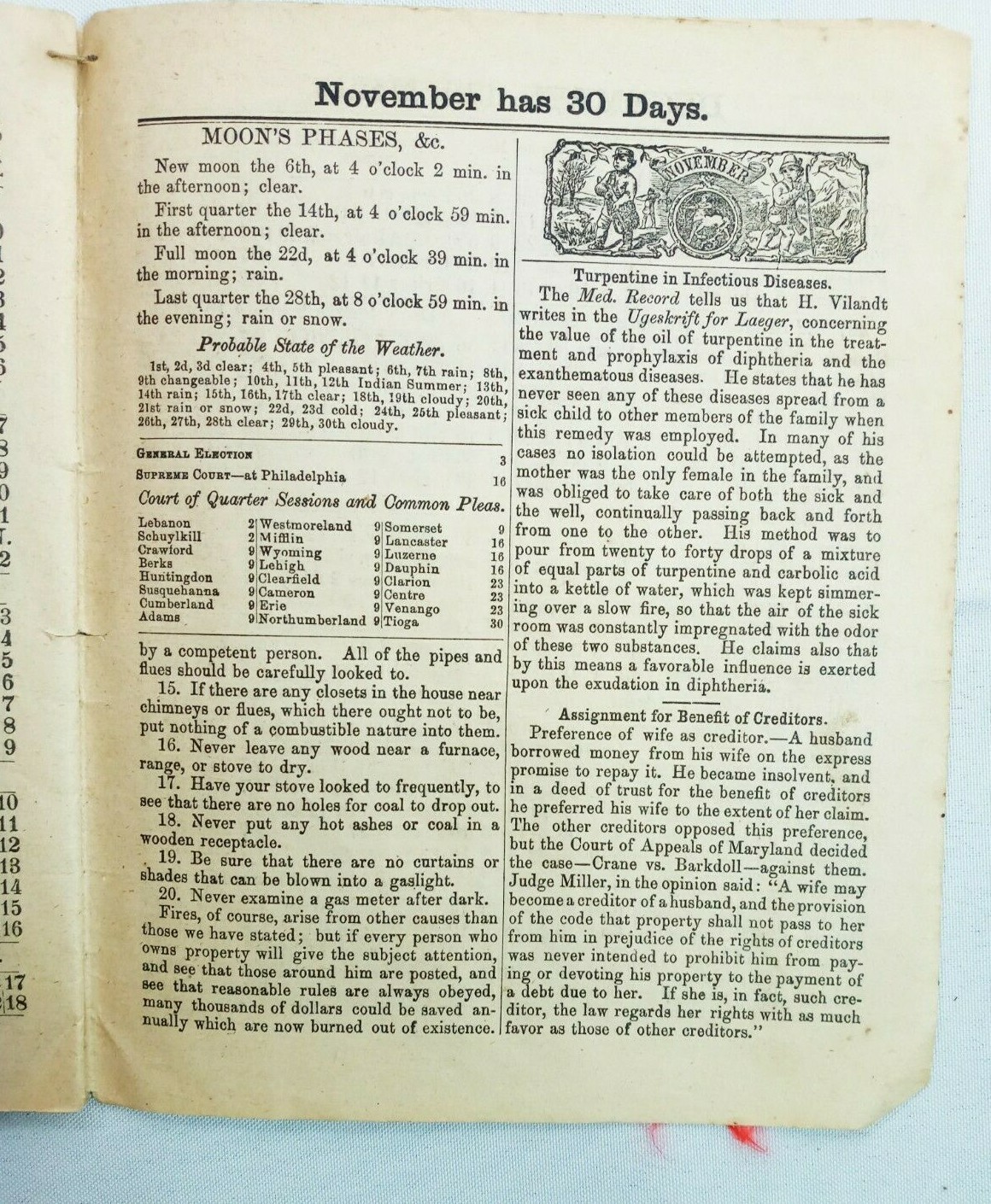 Vintage 1885 John Bear Baer&rsquo;s Agricultural Almanac Antique Farmers Lancaster PA