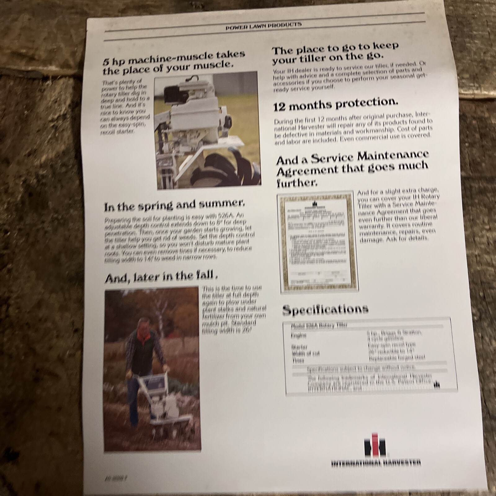 International Harvester 526A Tiller Brochure