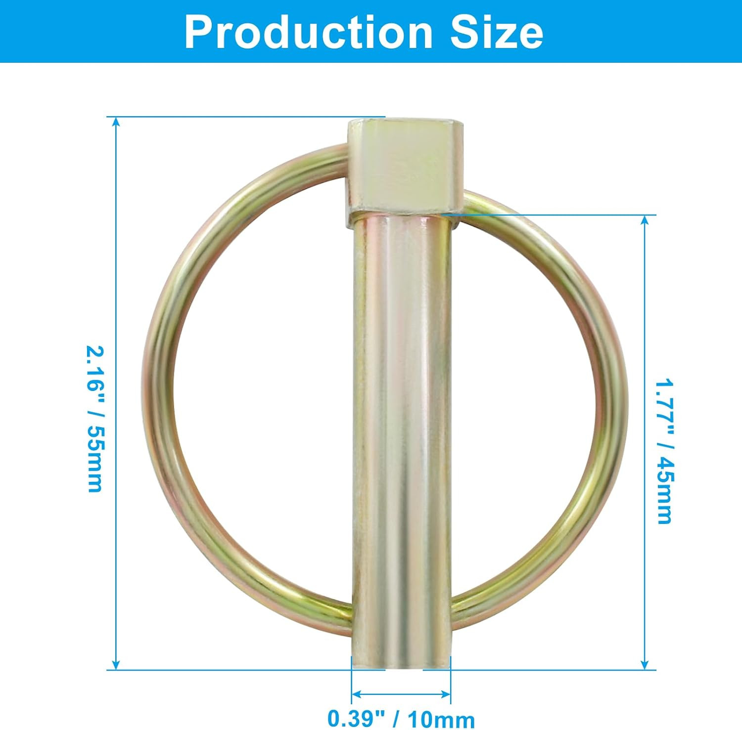 6 PCS 3/8 Lynch Pin, Linch Pin with Ring, Shaft Locking Pin Heavy Duty Lynch Pin