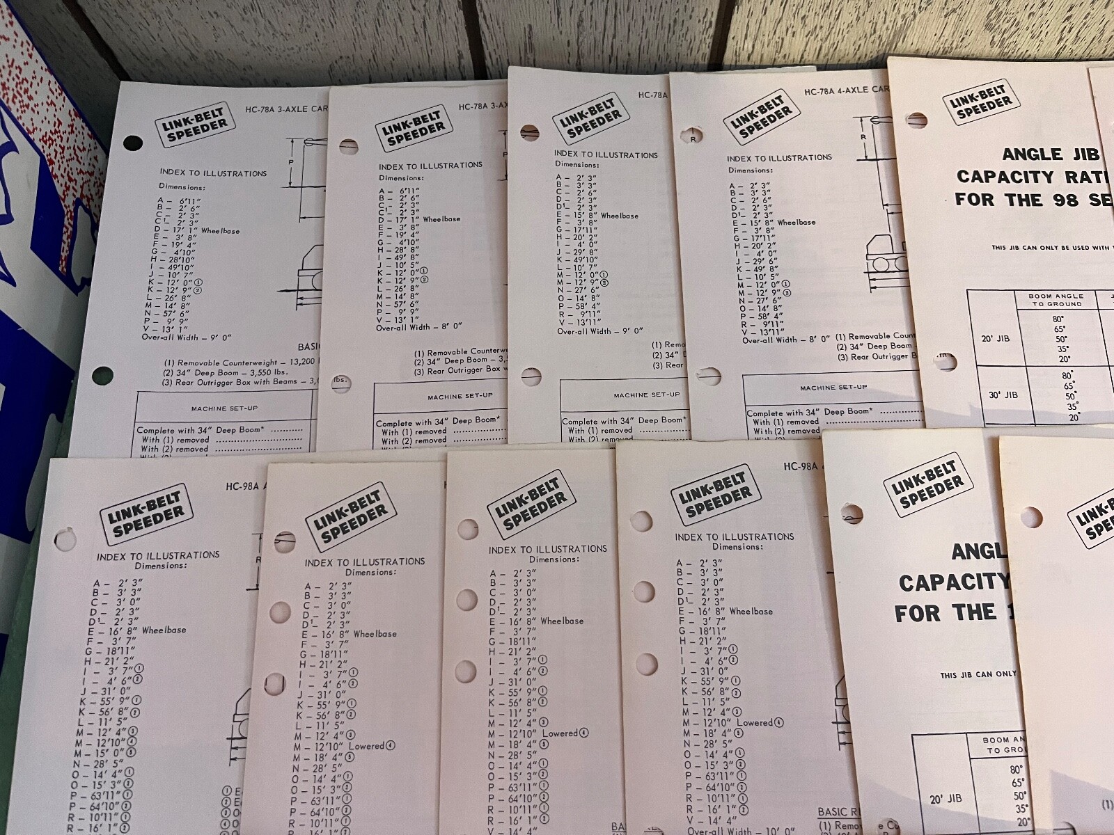 Link Belt Speeder Fly Sheet & Rating Sheets Lot 56 Pieces