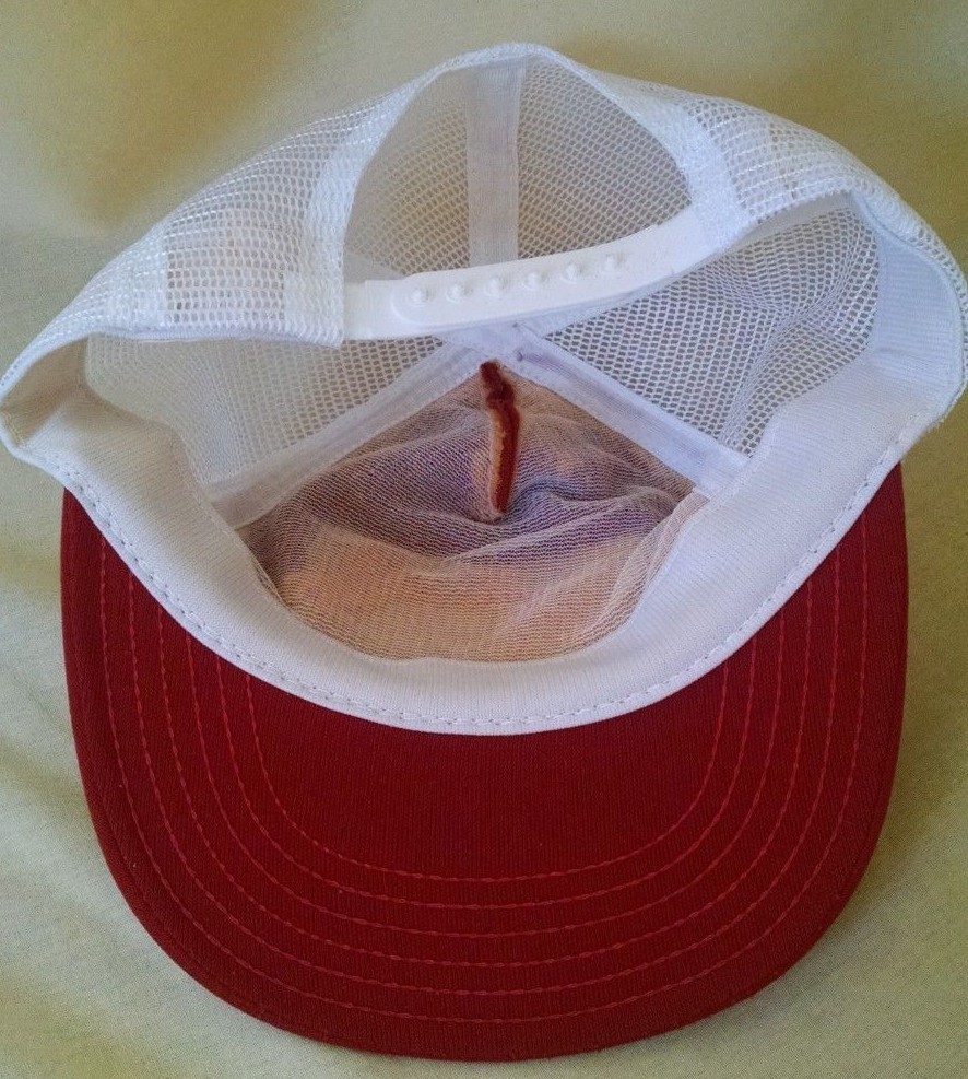 ELANCO CONSERVE HAT BASEBALL BALL CAP PATCH PEANUTS SOYBEANS RED USA VINTGE ADJ.