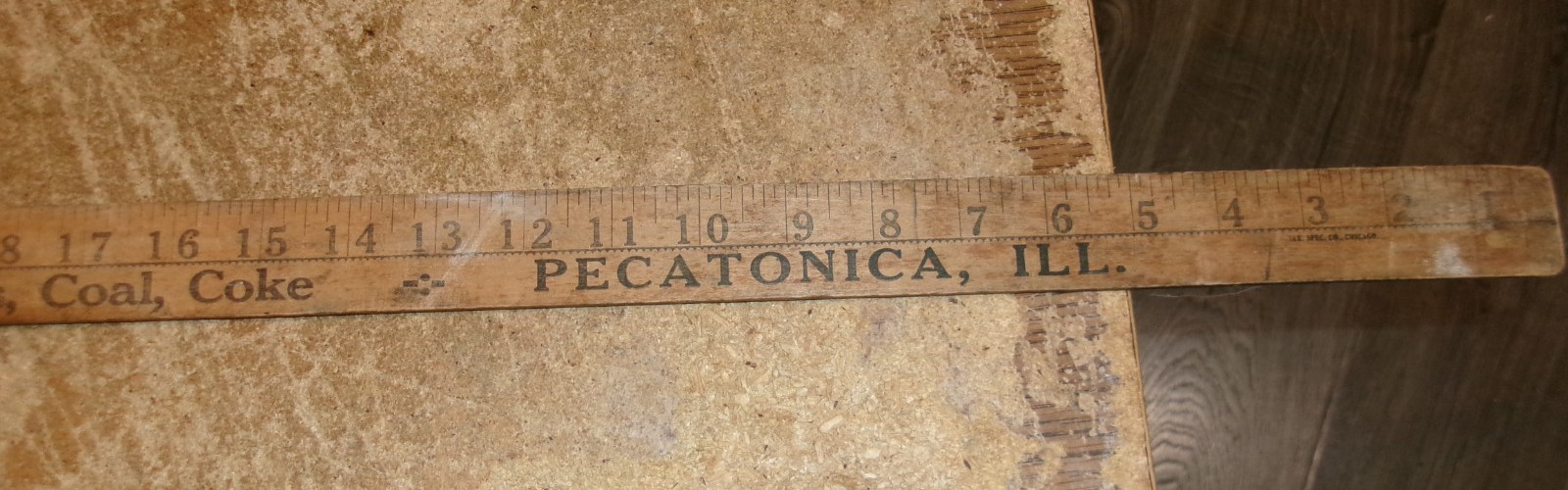 wood yardstick henery meyer farm impls. coal,coke pecatonica,il. good used