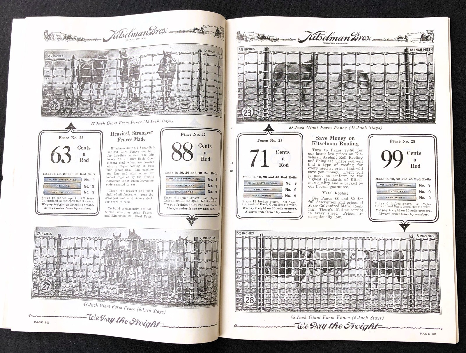 KITSELMAN BROS 1927 CATALOG MUNCIE IND FARM FENCING W ENVELOPE & ORDER BLANK