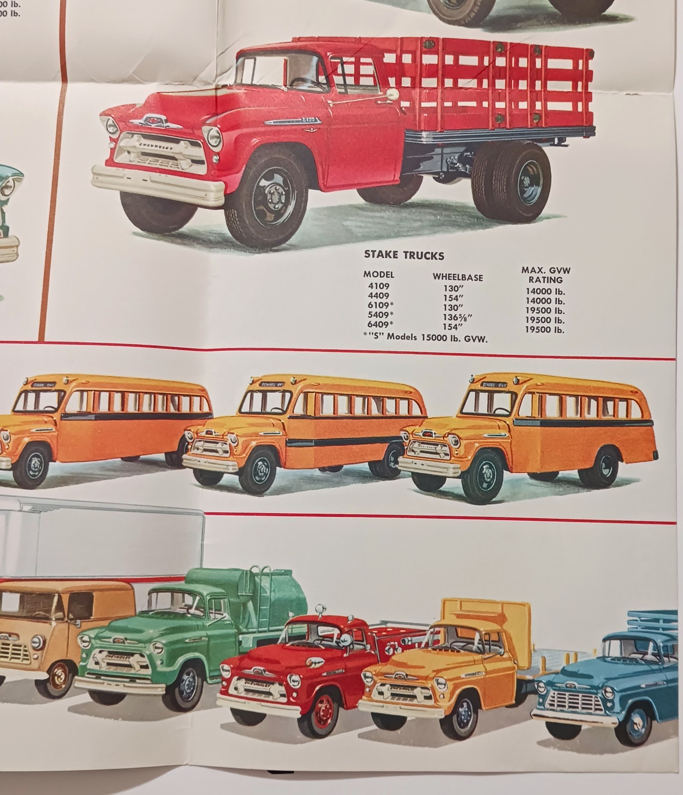 Vintage 1956 Chevrolet Task Force Truck Line Brochure Fold Out Work Farm