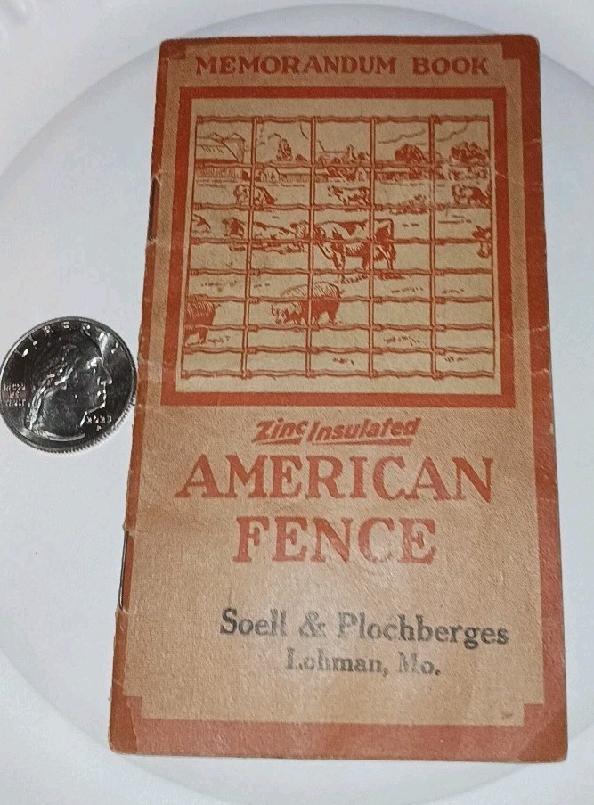 1928 American Fence Memorandum Book Calendar Unused Advertising Farm