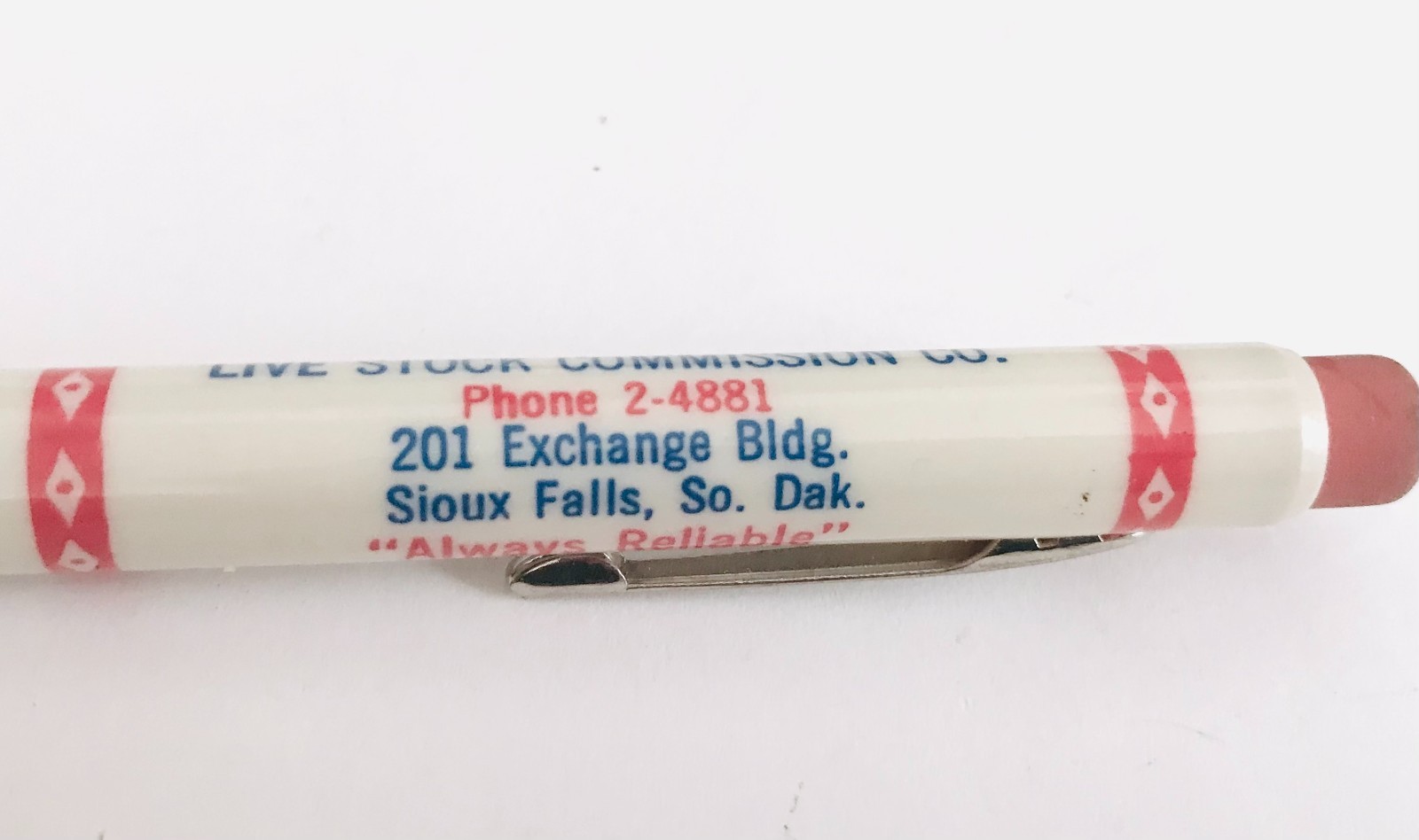 1930-50s Olsen-Frankman Frederickson Livestock Comm Sioux Falls SD Bullet Pencil