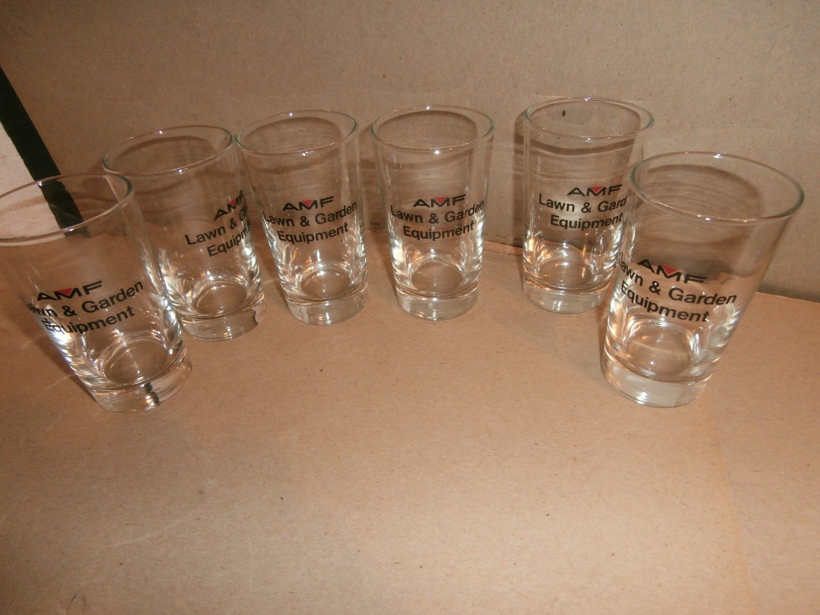 6 Vintage AMF Lawn & Garden Equipment Advertising Glasses
