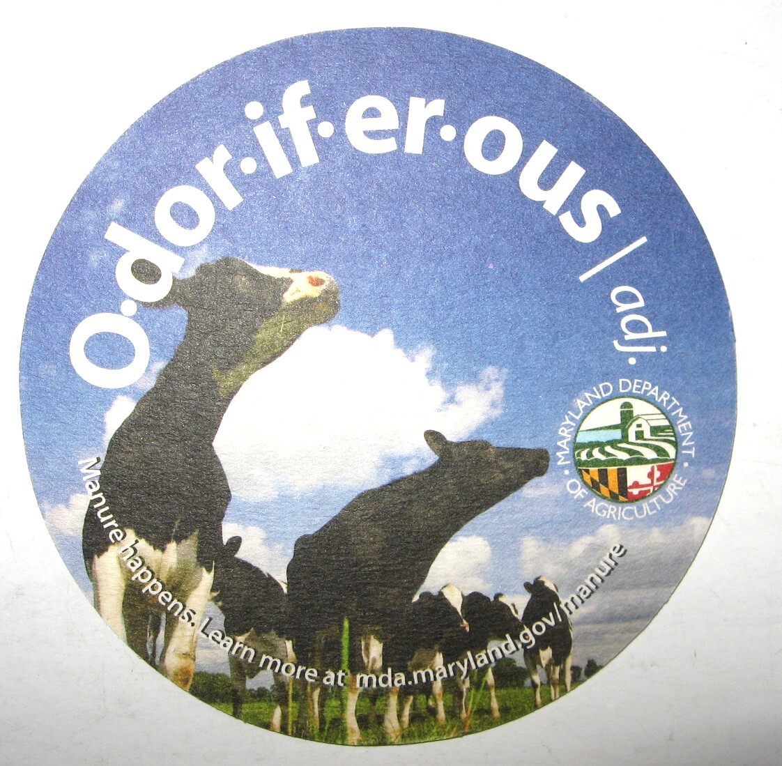 Manure Happens Coasters and MicroFiber Cloth Maryland Department of Agriculture