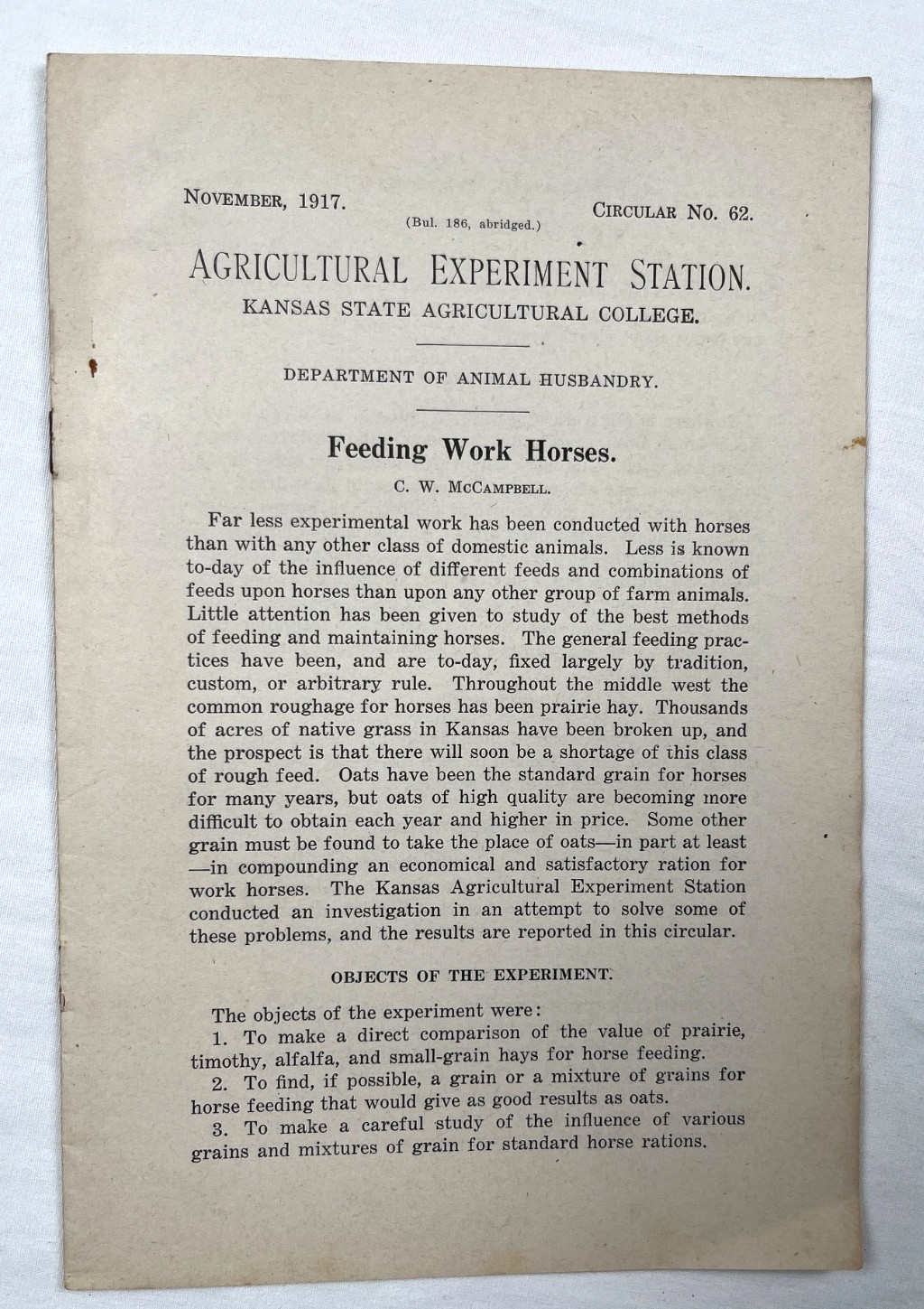 Lot of 3 Vintage USDA Bulletins 1915–1917 – Horse Feeding, Chinch Bug, Extension