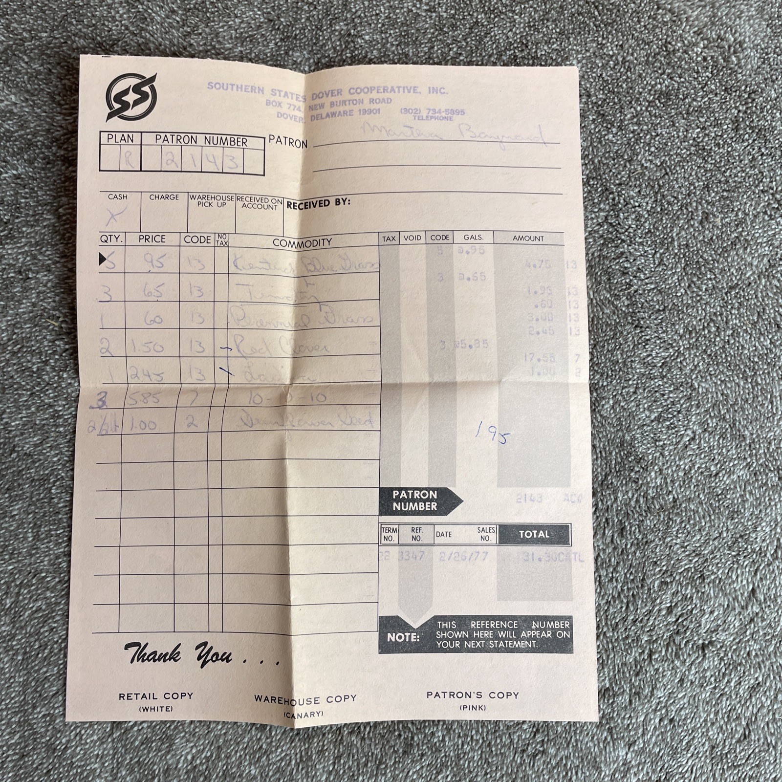 Hoffman Seed Book For 1977 Brochure with Receipt Inside- Landisville PA-Ephemera