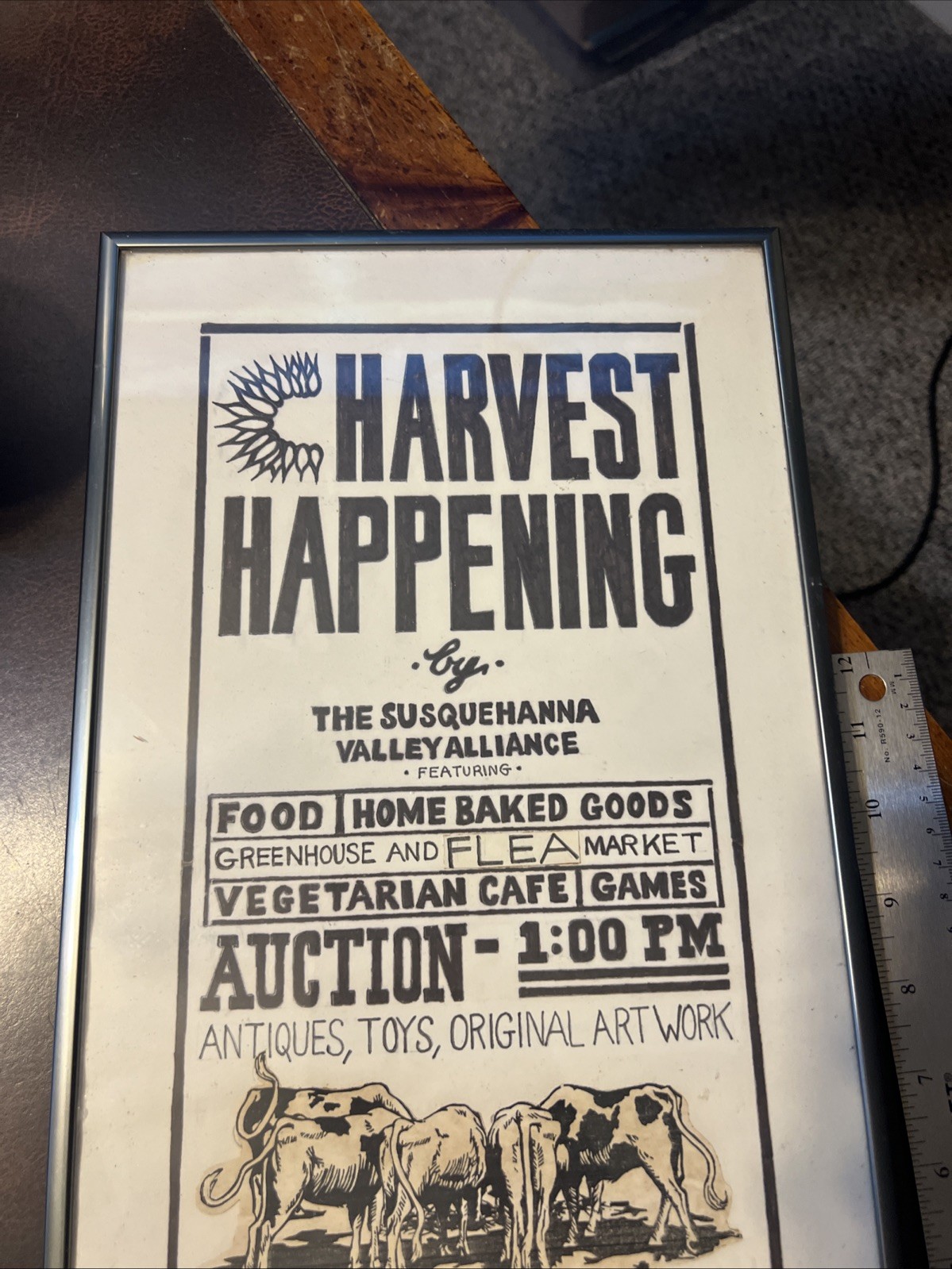 1988 Susquehanna Valley Harvest Happening Auction Festival Poster Proof Framed