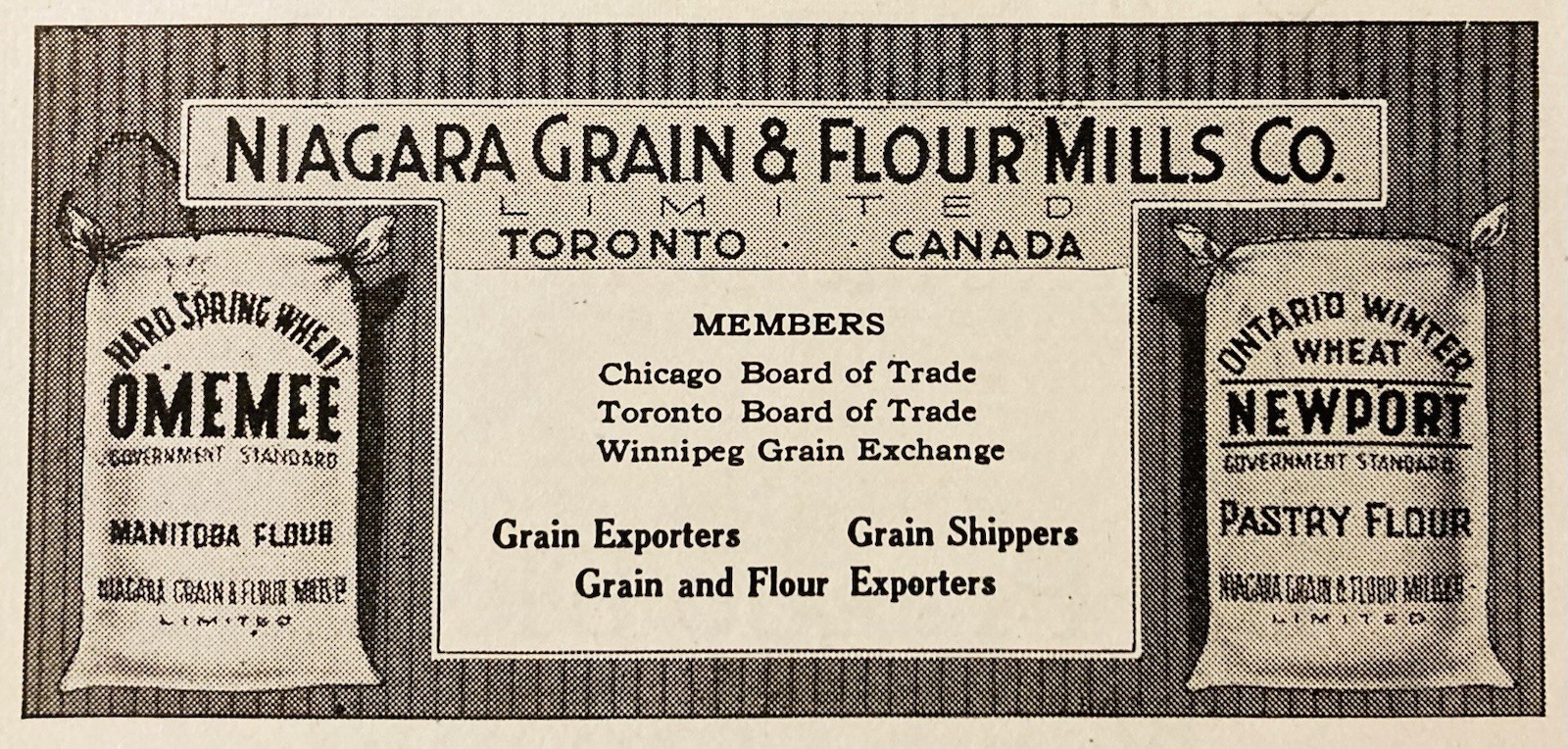 1919 AD.(PC9)~NIAGARA GRAIN & FLOUR MILLS CO. TORONTO. FLOUR & GRAIN EXPORTERS