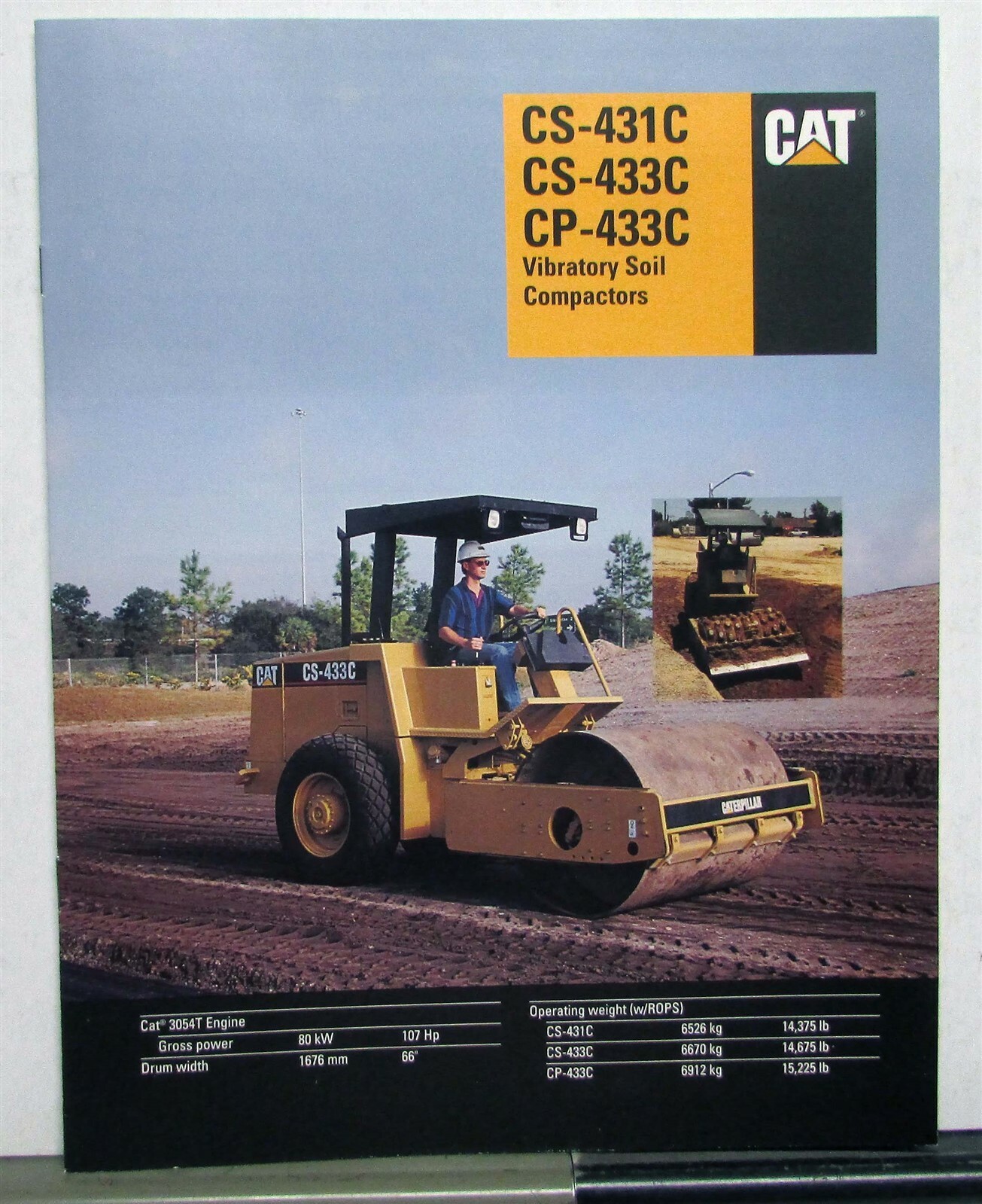 1995 Caterpillar CS 431C 433C CP433C Vibratory Soil Compactors Sales Brochure