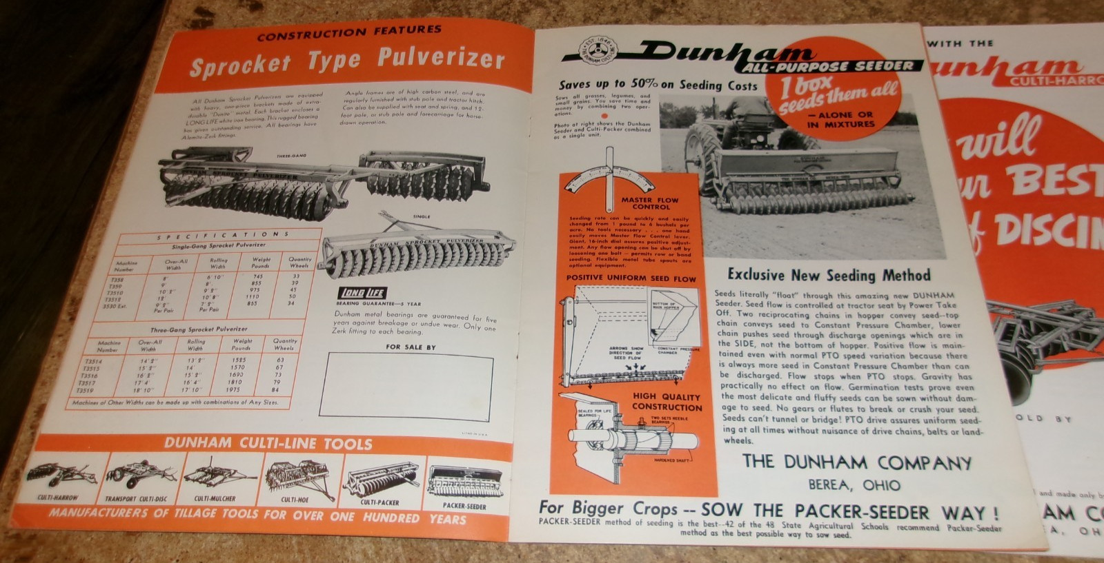 1950&rsquo;s dunham culti-line equipment brochures see description good used