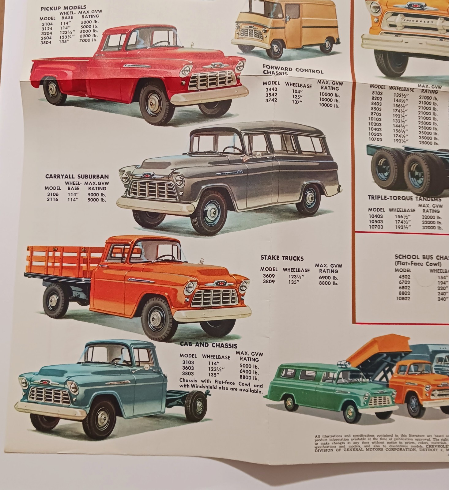Vintage 1956 Chevrolet Task Force Truck Line Brochure Fold Out Work Farm