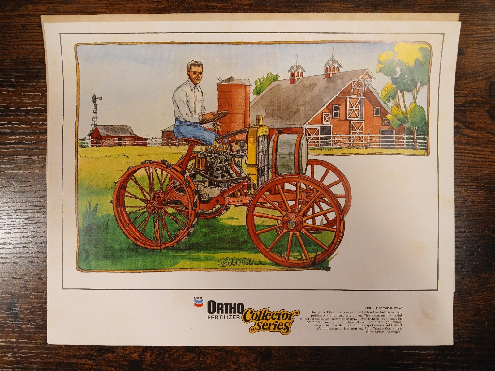 Vintage 1981 Ortho Fertilizer Tractor Print Lot with Original Dealer Letter